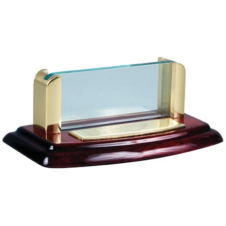 Juki Furniture Deluxe Business Card Holder Mahogany Piano Finish Wood Gold Finish Accents 5.125x2 7/8x2 6 oz JU2541378